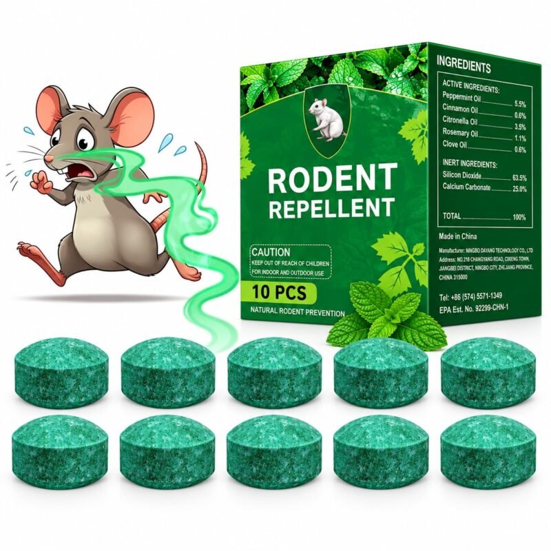 Rat Repellent for Car Home Mouse Peppermint Oil to Protect Wires in Car, Bike & Truck Engine No Kill Only Repels Home Indoor-Outdoor Garage Rat Controller Pills to Keep Rodents Out of Car (10)