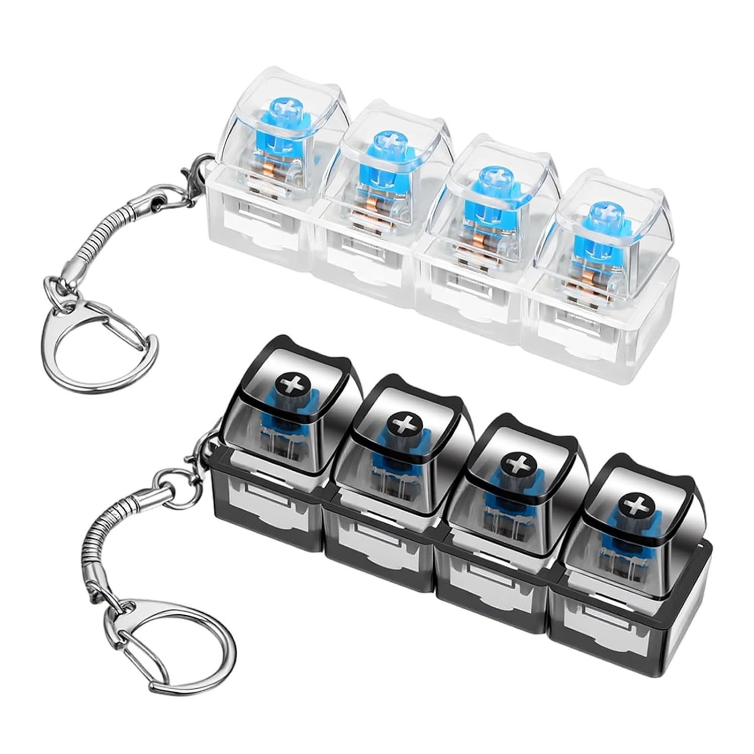 2Pcs Keyboard Fidget Toy, Keyboard Fidget Keychain 4-in-1 Keyboards