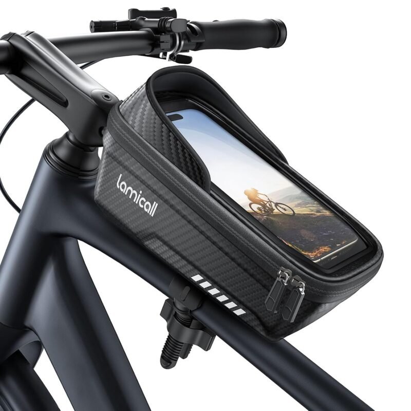 Lamicall Bike Frame Bag Waterproof - [1s Release] Bike Phone Mount Holder