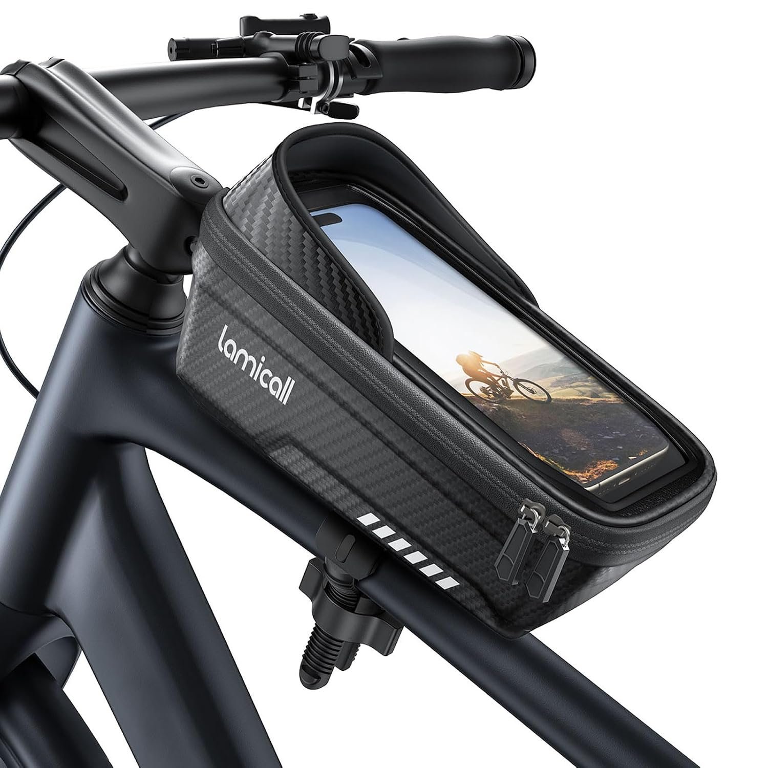 Lamicall Bike Frame Bag Waterproof - [1s Release] Bike Phone Mount Holder