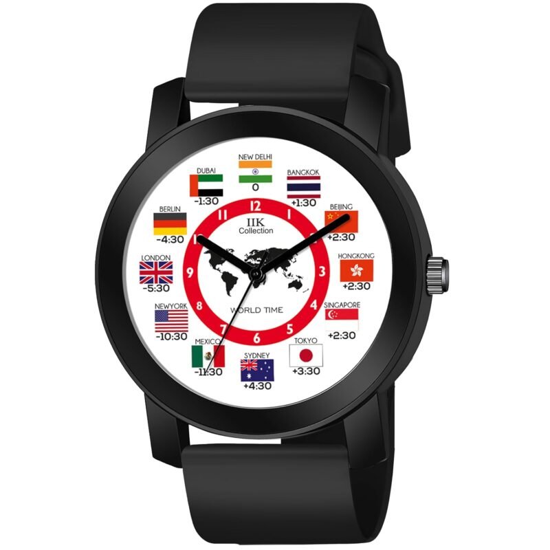IIK COLLECTION Watches for Men Round Numerical Dial Analogue Men Watch with Silicon Strap|Long Battery Life|Adjustable Flixable Silicon Strap|Watches for Boys.