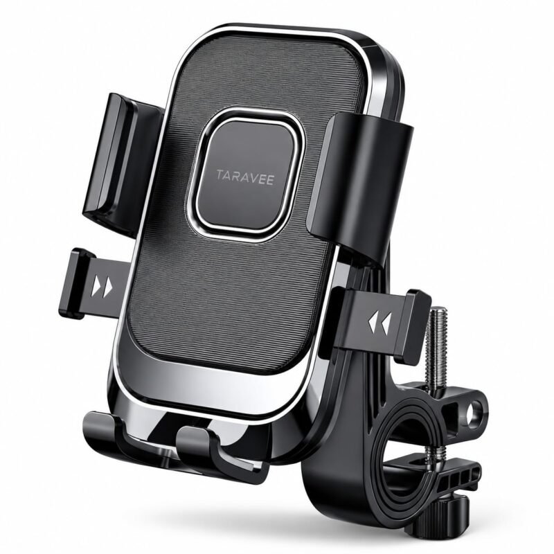 Mirror Fit Mobile Holder for Bike, Scooty & Cycle with One-Click Lock, 360° Rotatable Phone Mount, Secure Anti-Slip Grip for Maps & GPS Navigation, Fits 4–7 Inch Smartphones