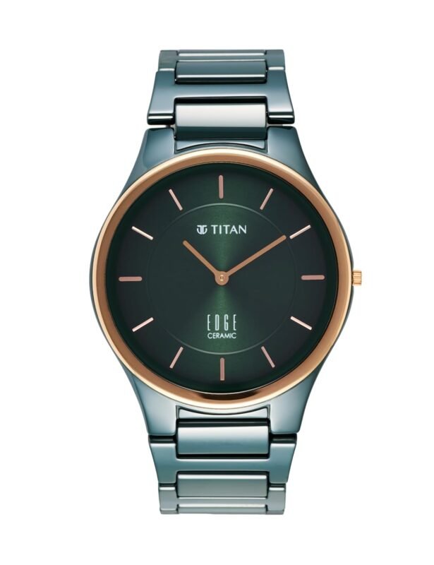 Titan Edge Bicolour Quartz Analog Green Dial and Green Ceramic Strap Watch for Men/NT1696KC10
