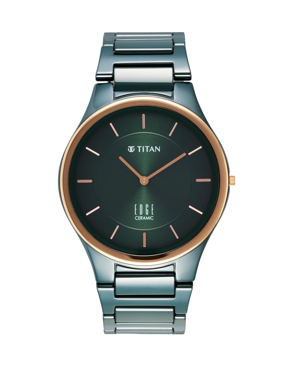 Titan Edge Bicolour Quartz Analog Green Dial and Green Ceramic Strap Watch for Men/NT1696KC10