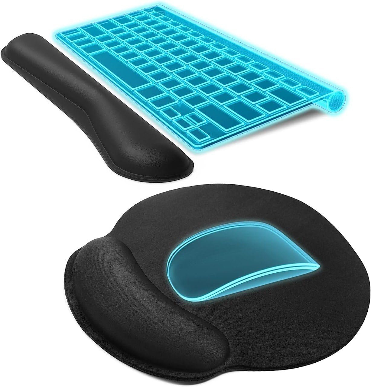 Mouse Pad Wrist Rest Memory Foam Keyboard Hand Wrist Rest Cushion Wrist Support & Pain Relief Suitable for Gaming Computer Laptop Home & Office Non-Slip Rubber Base