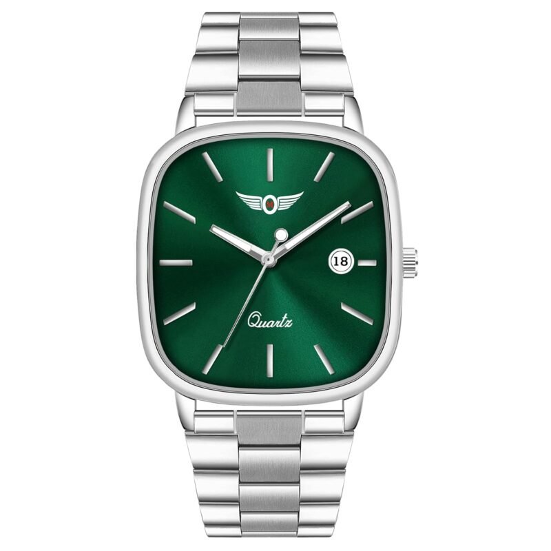 Minimalist Men’s Square Dial Watch with Date | Comfortable Stainless Steel Quartz Analog Wristwatch | Casual & Formal Timepiece