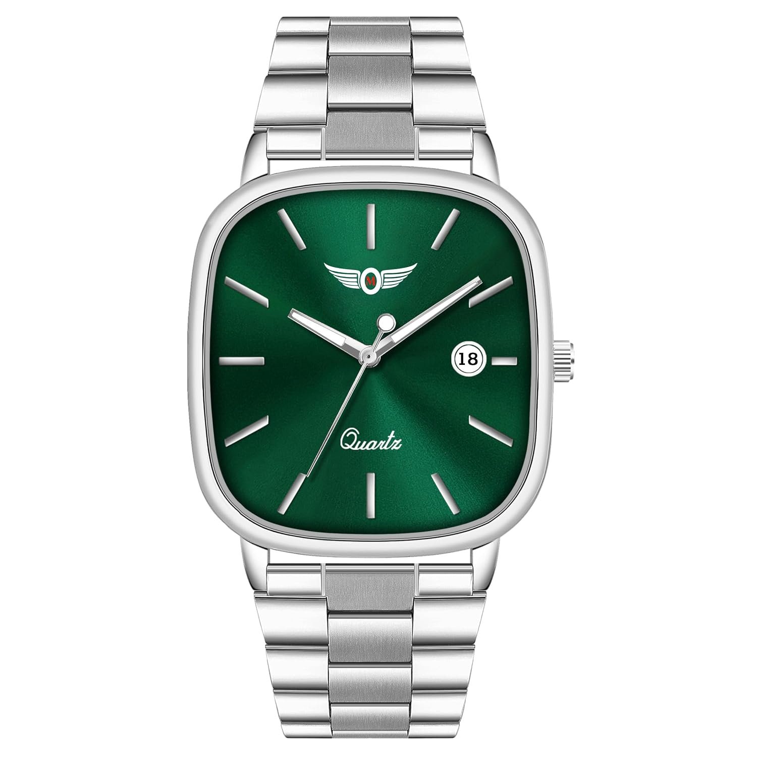 Minimalist Men’s Square Dial Watch with Date | Comfortable Stainless Steel Quartz Analog Wristwatch | Casual & Formal Timepiece