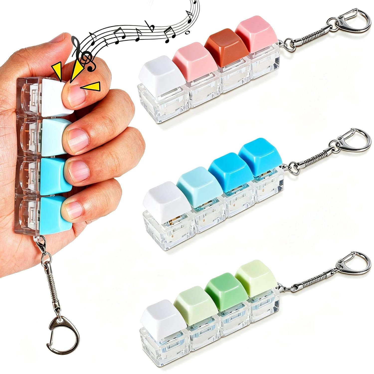 Adult Keyboard Toy, Crisp Creamy and Silent Stress Relief Clicker Keychain