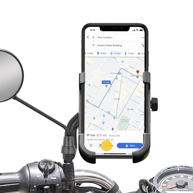 B29 Mobile Holder for Bikes or Bike Mobile Holder for Maps and GPS Navigation, one Click Locking, Firm Gripping, Anti Shake and Stable Cradle Clamp 360° Rotation Phone Mount (Random Color)