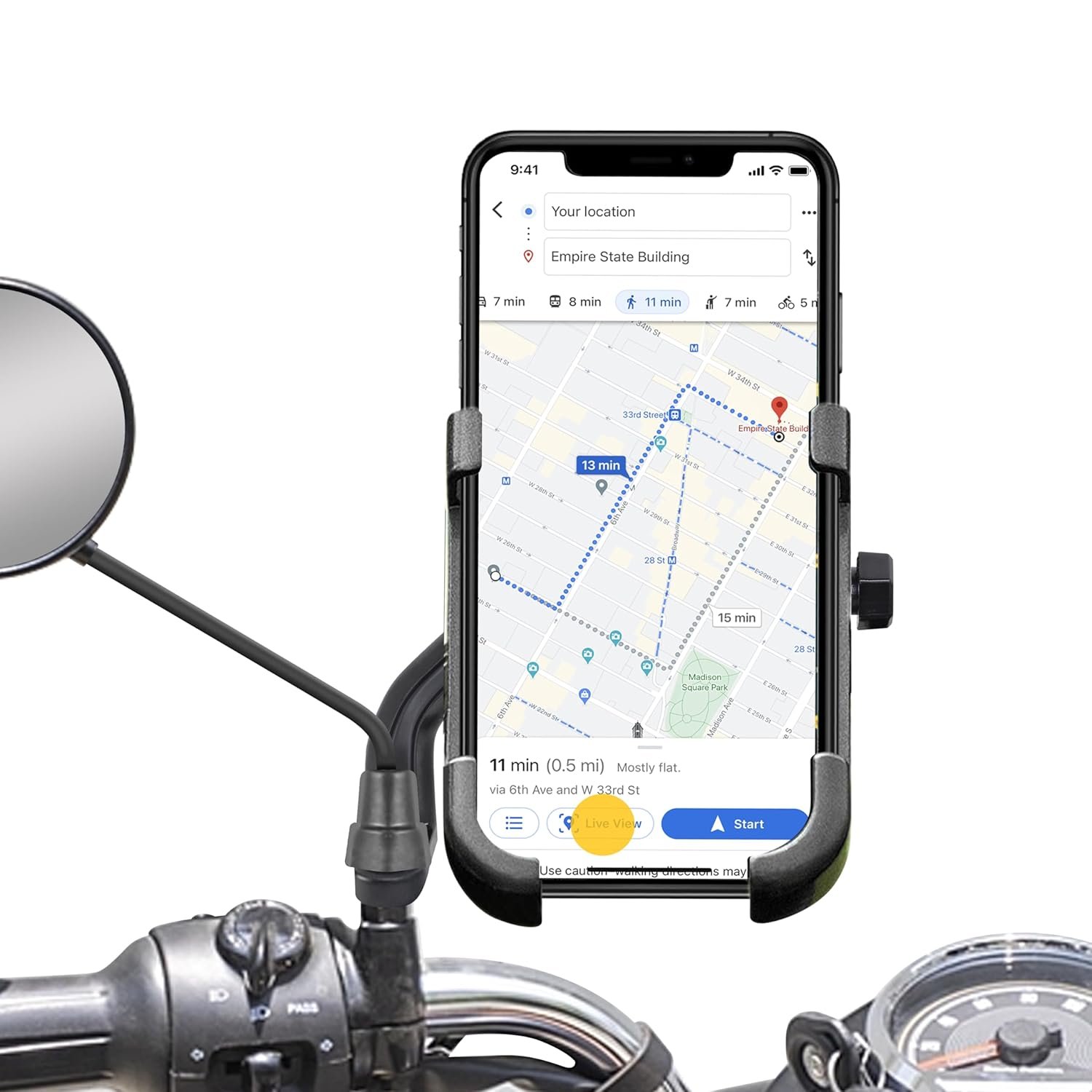 B29 Mobile Holder for Bikes or Bike Mobile Holder for Maps and GPS Navigation, one Click Locking, Firm Gripping, Anti Shake and Stable Cradle Clamp 360° Rotation Phone Mount (Random Color)