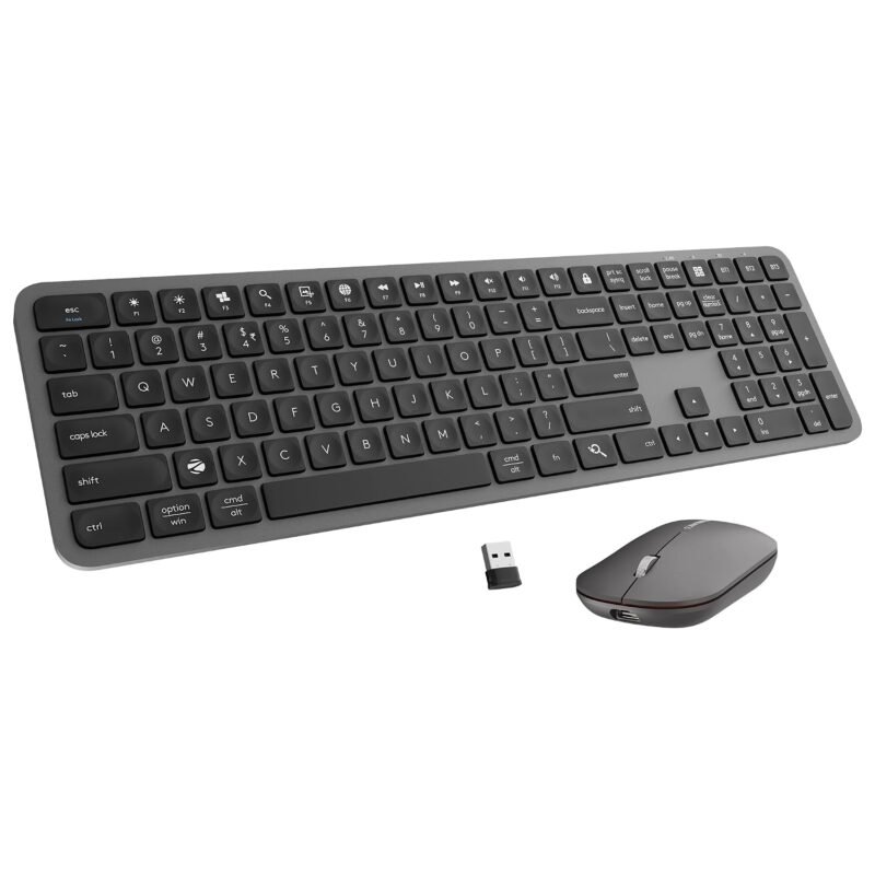 Zebronics Wireless Keyboard & Mouse Combo, 2.4GHz + Multi BT Toggle, Scissor Switch, Mac & Win Toggle, UV Coated Keys, Multimedia Keys, Upto 1600DPI, Type-C Charging, High Precision (Companion 5002)