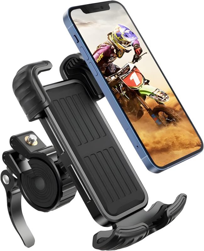 Bike Motorcycle Phone Mount, Super Stable Metal, Secure Lock, One-Hand Lock & Release, 360° Adjustable, Compatible with 4.7''-6.8'' Phones