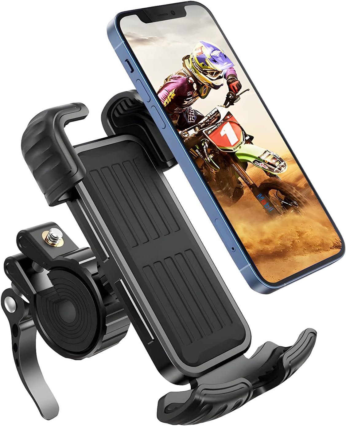 Bike Motorcycle Phone Mount, Super Stable Metal, Secure Lock, One-Hand Lock & Release, 360° Adjustable, Compatible with 4.7''-6.8'' Phones