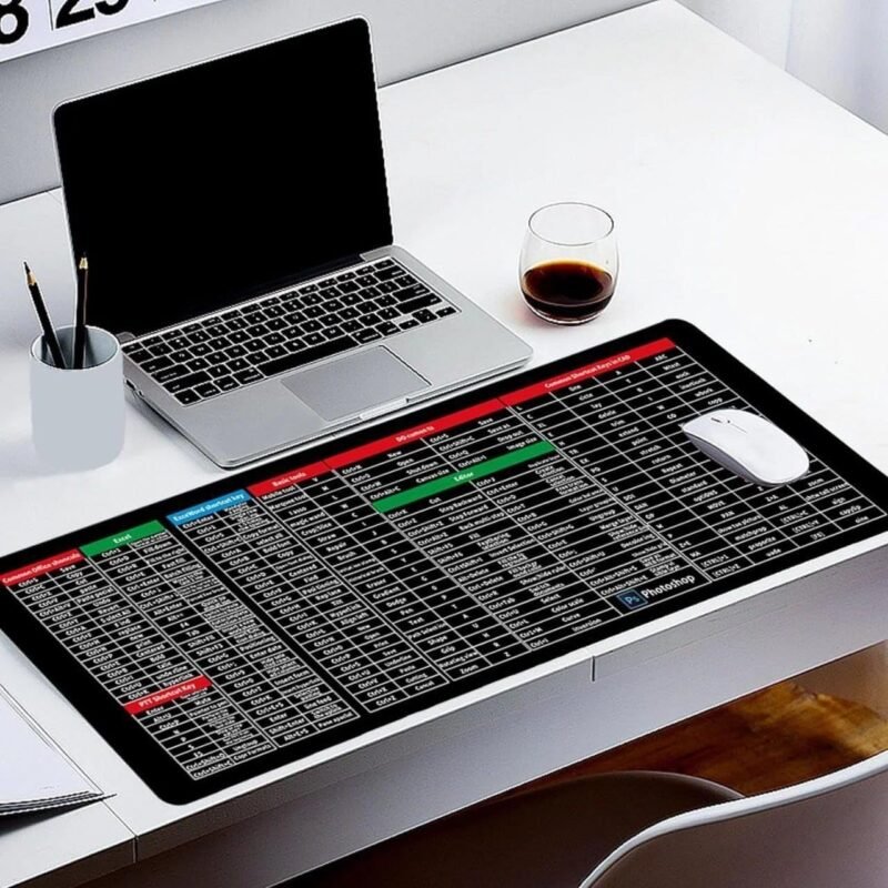Large Keyboard Shortcut Desk Mouse Pad 80x30cm Office & Computer Shortcut Keys Guide Extended Mouse Mat Anti-Slip Rubber Base Desk Pad for Laptop PC Gaming Coding Excel Word Photoshop CAD User