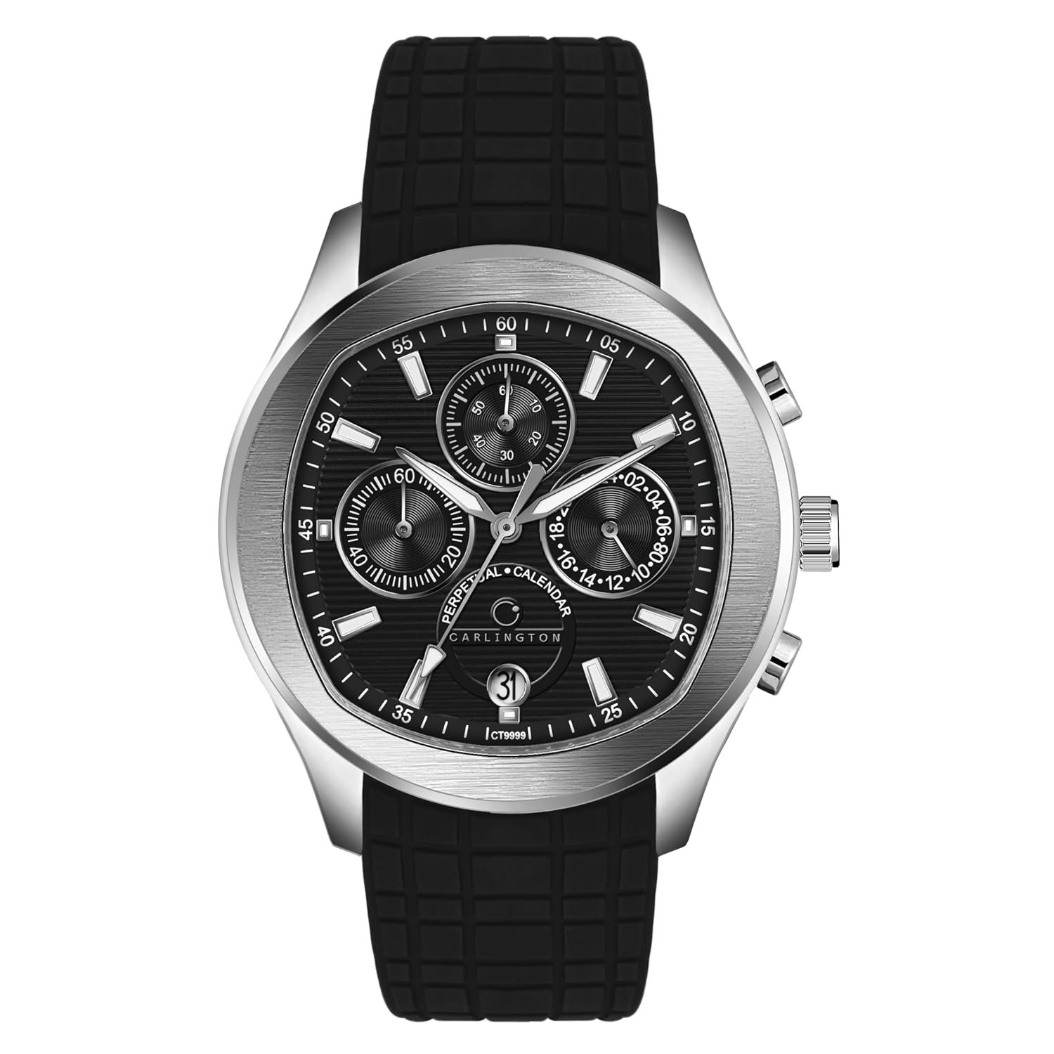 Carlington Legacy Series Men's Analog Chronograph Watch | Premium Silicone Strap | Elegant Luxury Business Sports Wrist Watch for Men & Boys - Model CT 9999