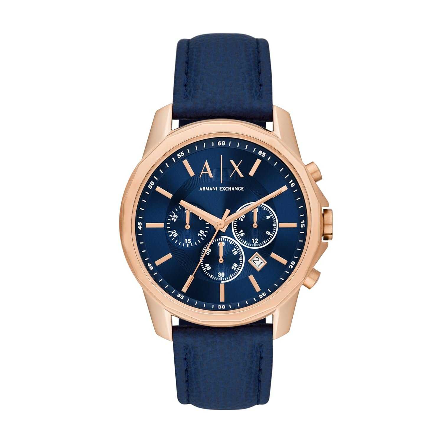Armani Exchange Leather Analog Blue Dial Men Watch-Ax1723, Blue Band