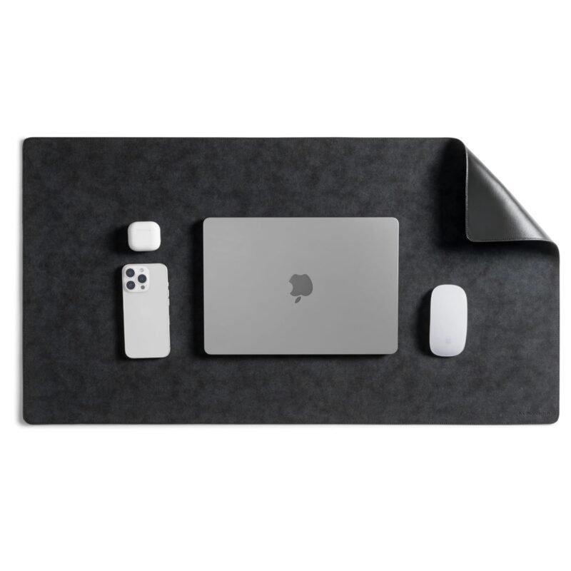 DailyObjects Reversible Desk Matte Sand Premium Vegan Leather Desk Mat|Anti-Skid|Anti-Slip|85 * 45cm|Spread Turf Desk/Laptop Mat for Work from Home/Gaming- Extended Mouse pad and Keyboard Desk-Black