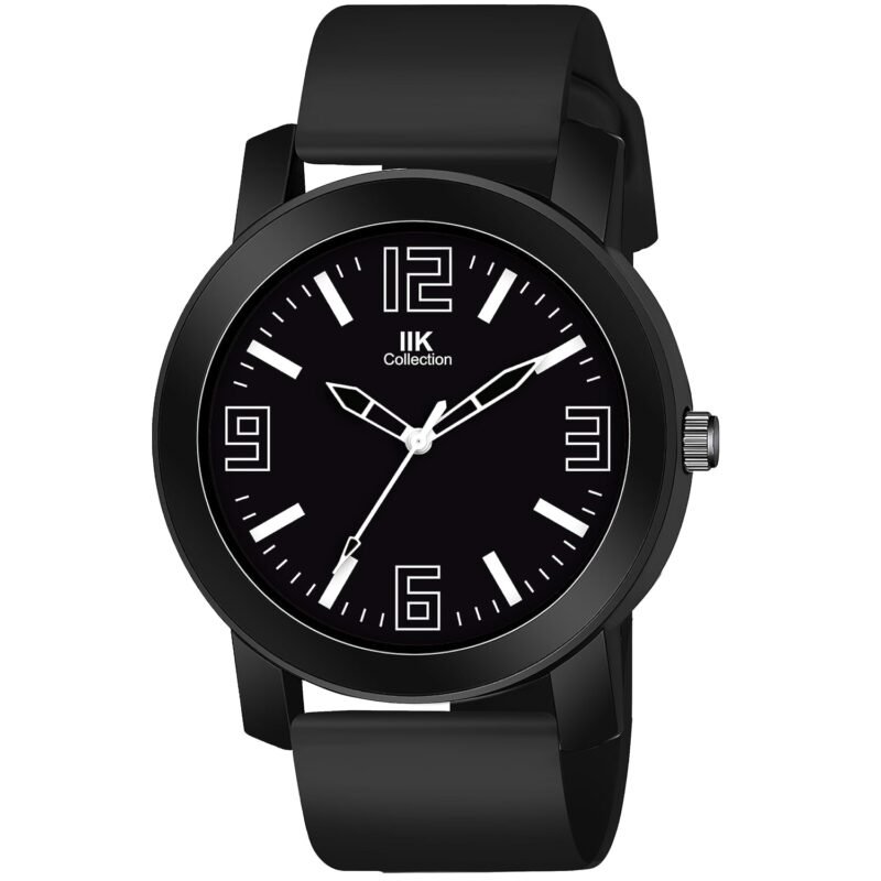 IIK COLLECTION Watches for Men Round Numerical Dial Analogue Men Watch with Silicon Strap|Long Battery Life|Adjustable Flixable Silicon Strap|Watches for Boys.