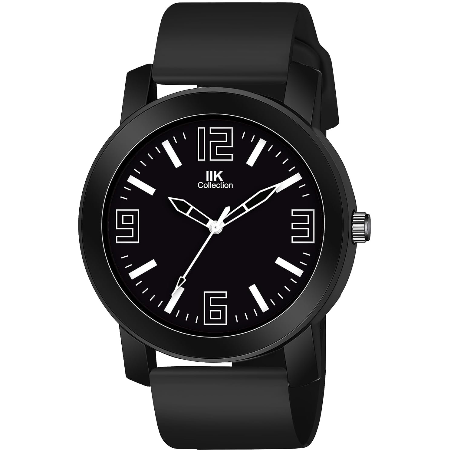 IIK COLLECTION Watches for Men Round Numerical Dial Analogue Men Watch with Silicon Strap|Long Battery Life|Adjustable Flixable Silicon Strap|Watches for Boys.