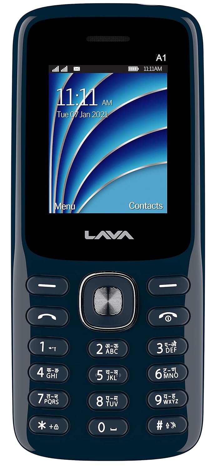 Lava A1 2021(Blue Silver), Bluetooth Support, Smart AI Battery, Military Grade Certified,4 Days Battery Backup, Keypad Mobile