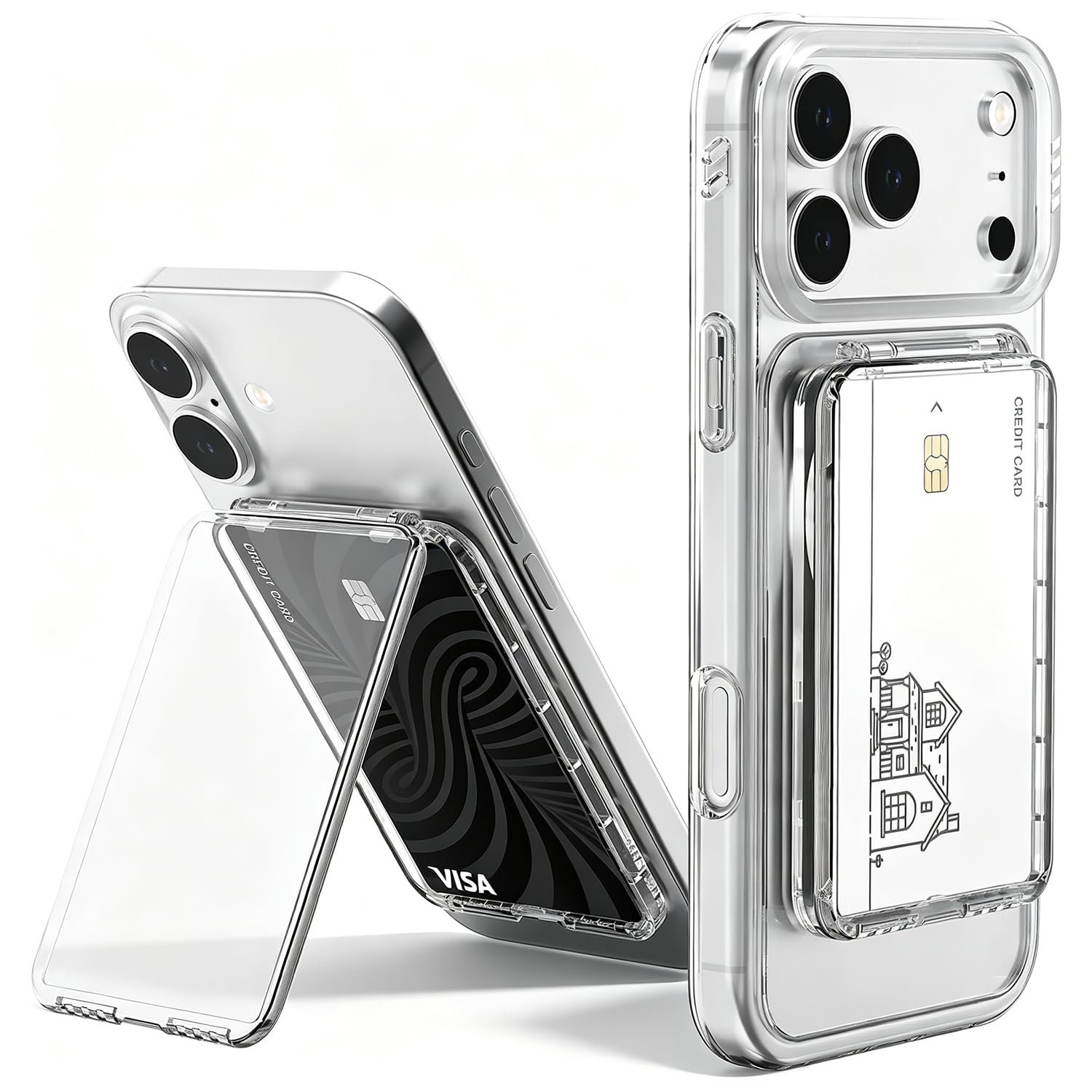 ZORBES MagneticTransparent Phone Wallet Stand, 2-Card Holder, Slim Design