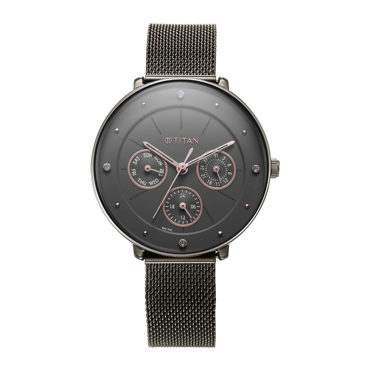 Titan Workwear Neo Quartz Analog Grey Dial Grey Stainless Steel Strap Watch for Women - NT2651QM01