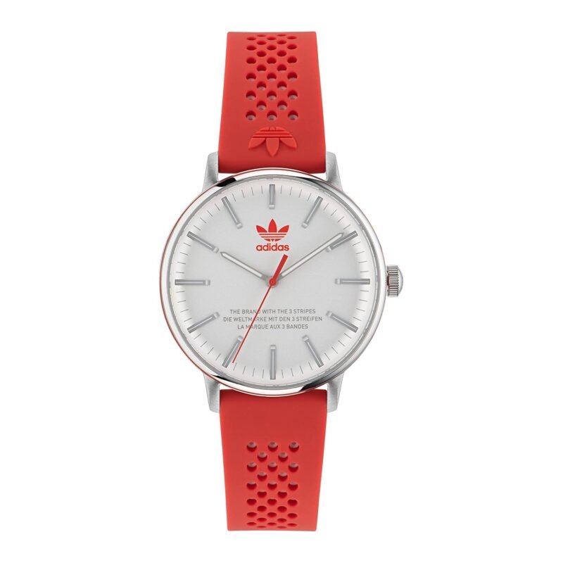 adidas Silicone Analog White Dial Red Strap Unisex's Watch-Aofh230102I