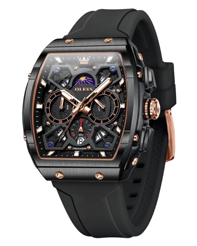 OLEVS Watch for Men Chronograph Analog Quartz Original Stylish Mens Watches 3ATM Waterproof Square Large Dial Branded Wrist Watch for Man