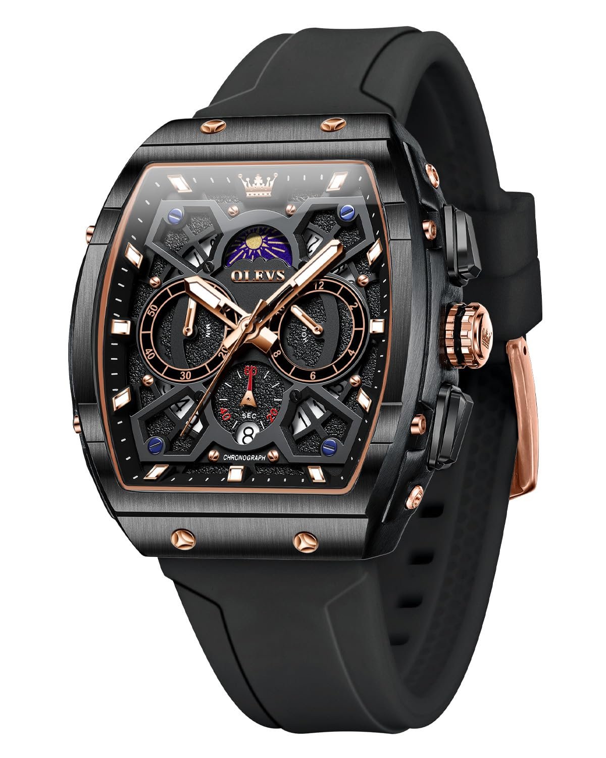 OLEVS Watch for Men Chronograph Analog Quartz Original Stylish Mens Watches 3ATM Waterproof Square Large Dial Branded Wrist Watch for Man