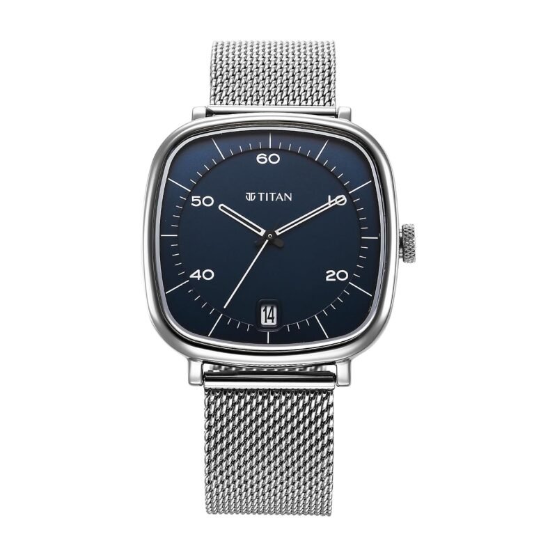 Titan Neo Curve Quartz Analog with Date Blue Dial Stainless Steel Strap Watch for Men
