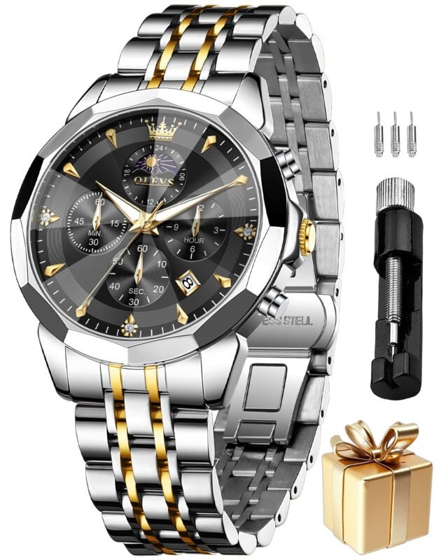OLEVS Watch for Man Analog Quartz Chronograph Chain Watch for Men Multifunctional 3ATM Waterproof Original Mens Branded Watches