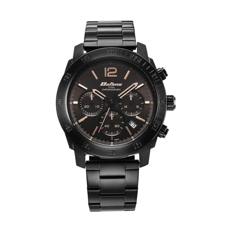Titan Octane Classic Sporty Quartz Chronograph Black Dial Stainless Steel Strap Watch for Men-NS90157NM01