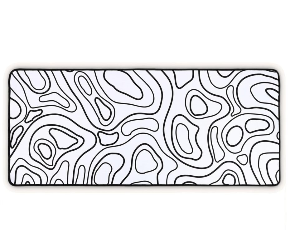 SPIN CART Large Gaming Mouse pad, Long XXL Extended Desk Table Mat Mousepad for Laptop PC Computer (Black line White)