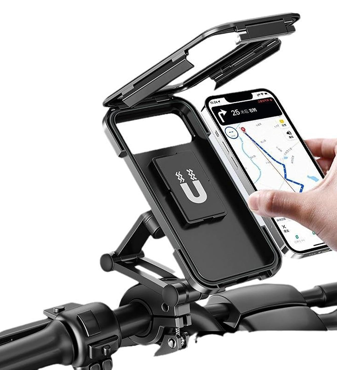 DZK Waterproof Bike Phone Holder with Magnetic Mount, 360° Case