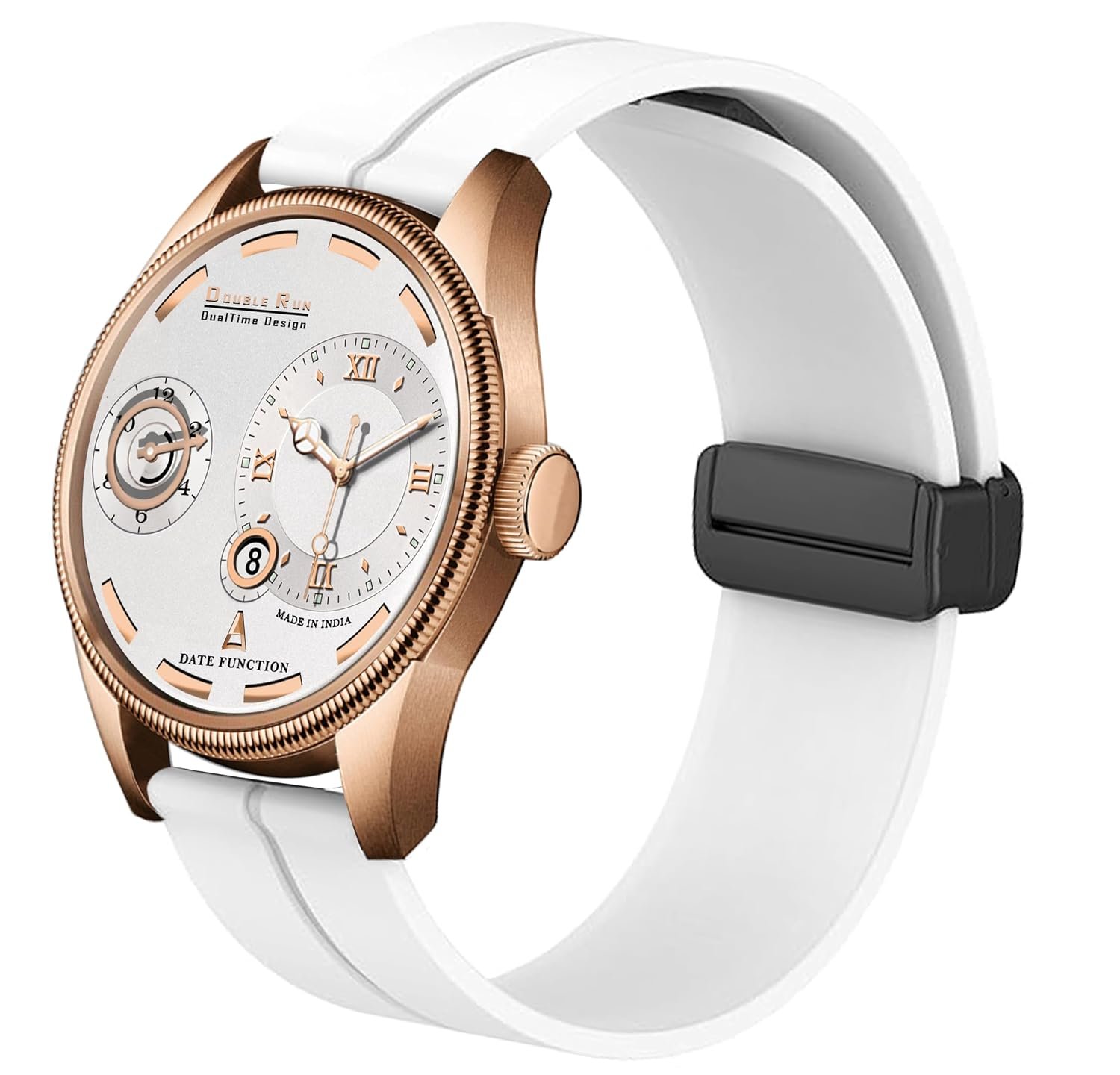 DOUBLERUN Chonograph Analoge Silicone Magnetic Strap Watch for Men, Series 160-00