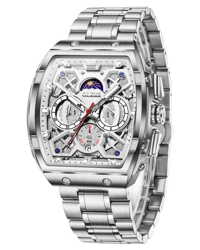 OLEVS Watch for Men Chronograph Analog Quartz Original Stylish Mens Watches 3ATM Waterproof Square Large Dial Branded Wrist Watch for Man