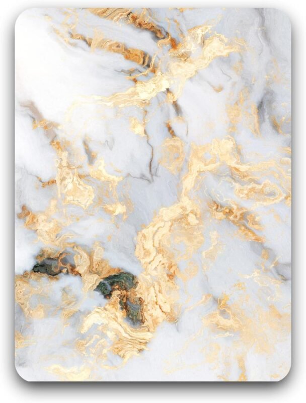 Decorative Printed Mouse Pad for Computer & Laptop | Smooth Surface Desk Mat with Non-Slip Base | Stylish Abstract Marble & Artistic Design | Office, Home & Gaming Desk Accessories (WHITE GOLD)