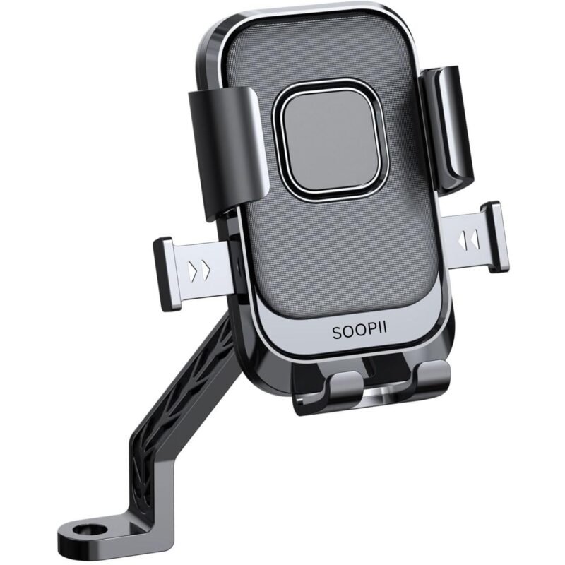SOOPII Universal Bike Mobile Holder with One Click Locking | Anti-Slip and Adjustable Angle for Motorcycles, Bicycles, E-Bikes, Scooters, Shockproof & Heavy-Duty Mount for All Smartphones