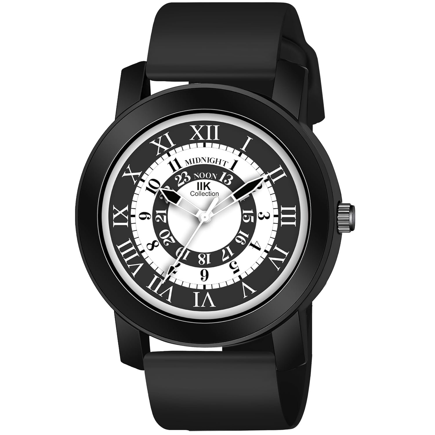 IIK COLLECTION Watches for Men Round Numerical Dial Analogue Men Watch with Silicon Strap|Long Battery Life|Adjustable Flixable Silicon Strap|Watches for Boys.