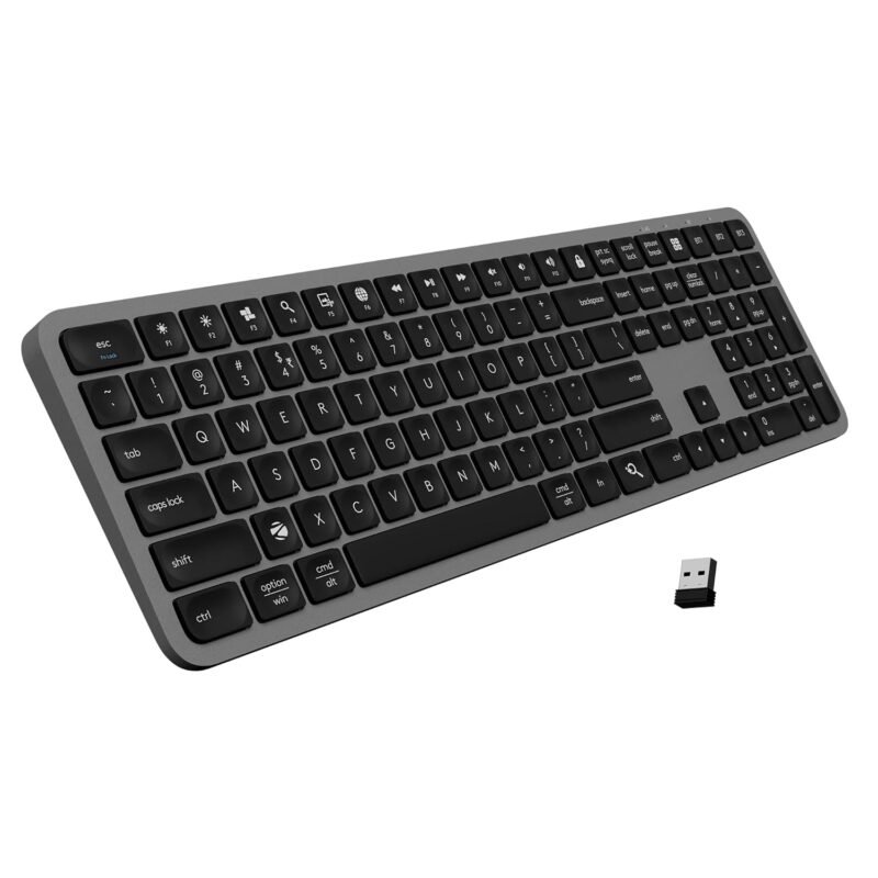 ZEBRONICS K5002MW Slim Wireless Keyboard with in-Built Battery, Copilot AI Key, Windows | Mac | iOS | Android, Scissor Switch, 3 Bluetooth + 2.4Ghz, 109 Keys, 13 Multimedia Keys, Type C Charging