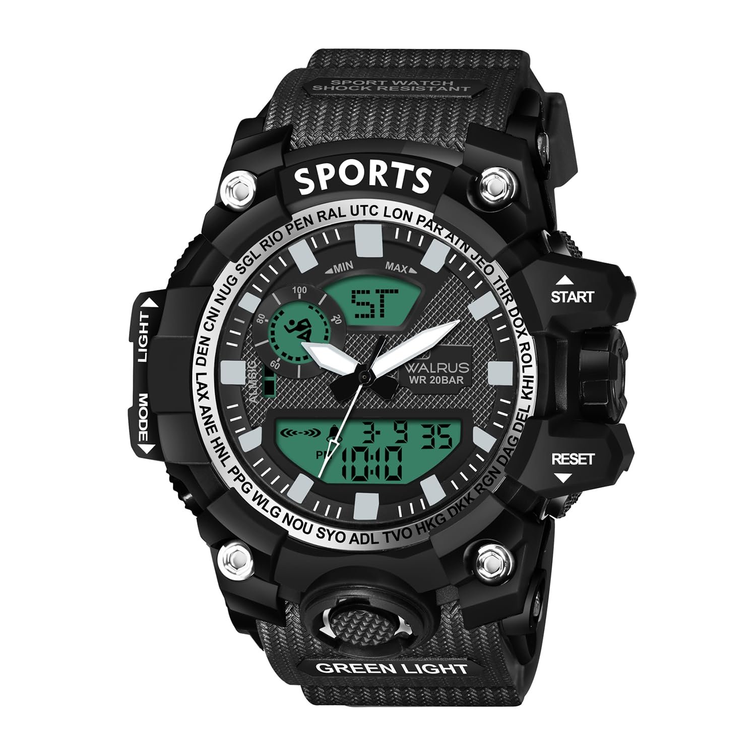 Walrus Large Size Men's Analog Day Date Sports Wrist Watch |Silicone Strap
