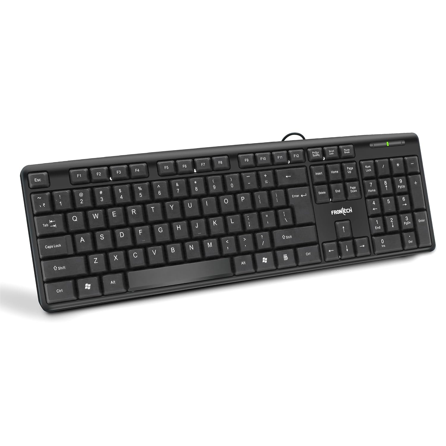 FRONTECH Wired Keyboard | Membrane Keys with Retractable Stands | USB Plug & Play | Ergonomic & Comfortable Design | 1 Year Warranty (FT -1672, Black)