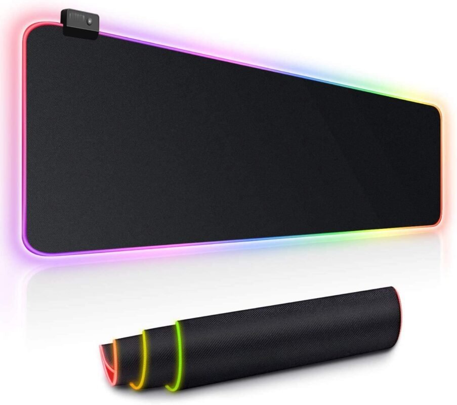 Anti-Slip RGB Gaming Mouse Pad 80x30CM – Large Extended LED Keyboard Pad with 14 Lighting Modes, Waterproof Rubber Base Desk Mat for Gamers & Office Use, Smooth Surface for Precise Control