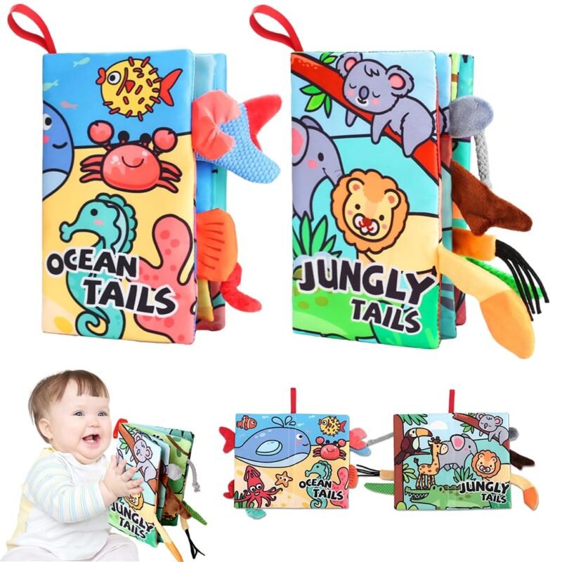 SNOWIE SOFT 2Pcs Cloth Books for Babies 0 to 3 Years Sensory Rustling Sound