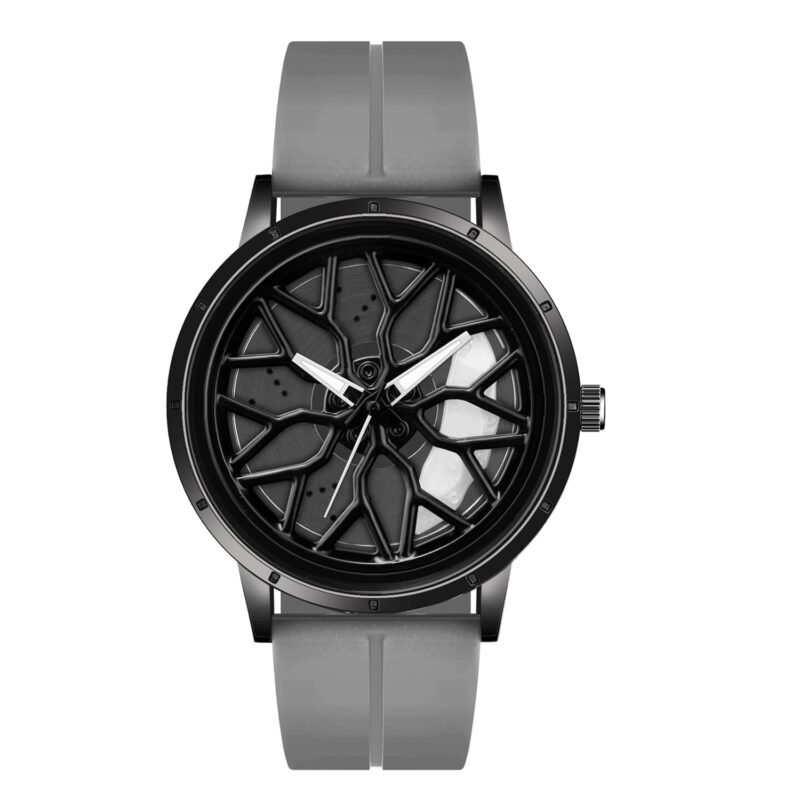 Shocknshop RevolveX Rotating Hollow Wheel Hub Creative Fashion Analog Silicone Magnetic Strap Wrist Watch for Men Boys -WCH368
