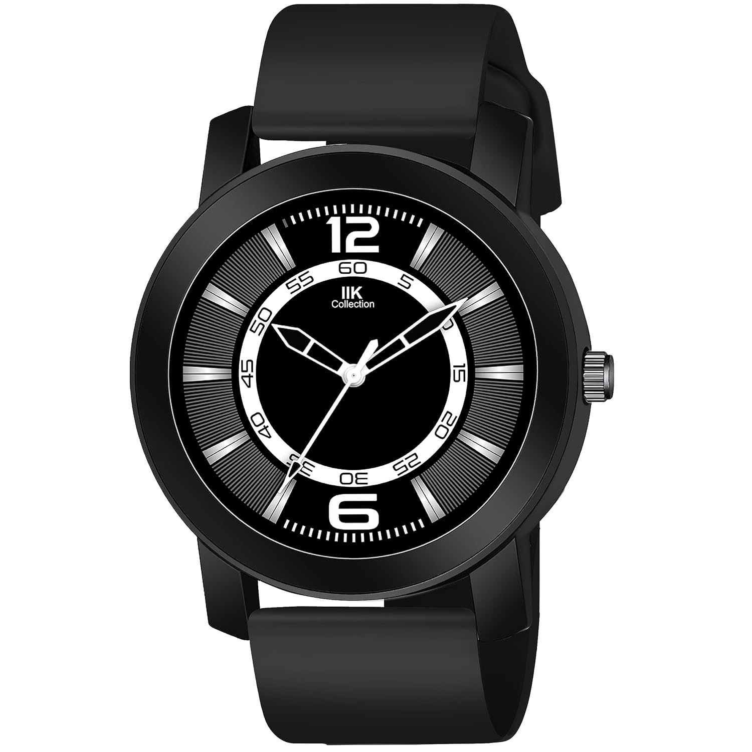IIK COLLECTION Watches for Men Round Numerical Dial Analogue Men Watch with Silicon Strap|Long Battery Life|Adjustable Flixable Silicon Strap|Watches for Boys.