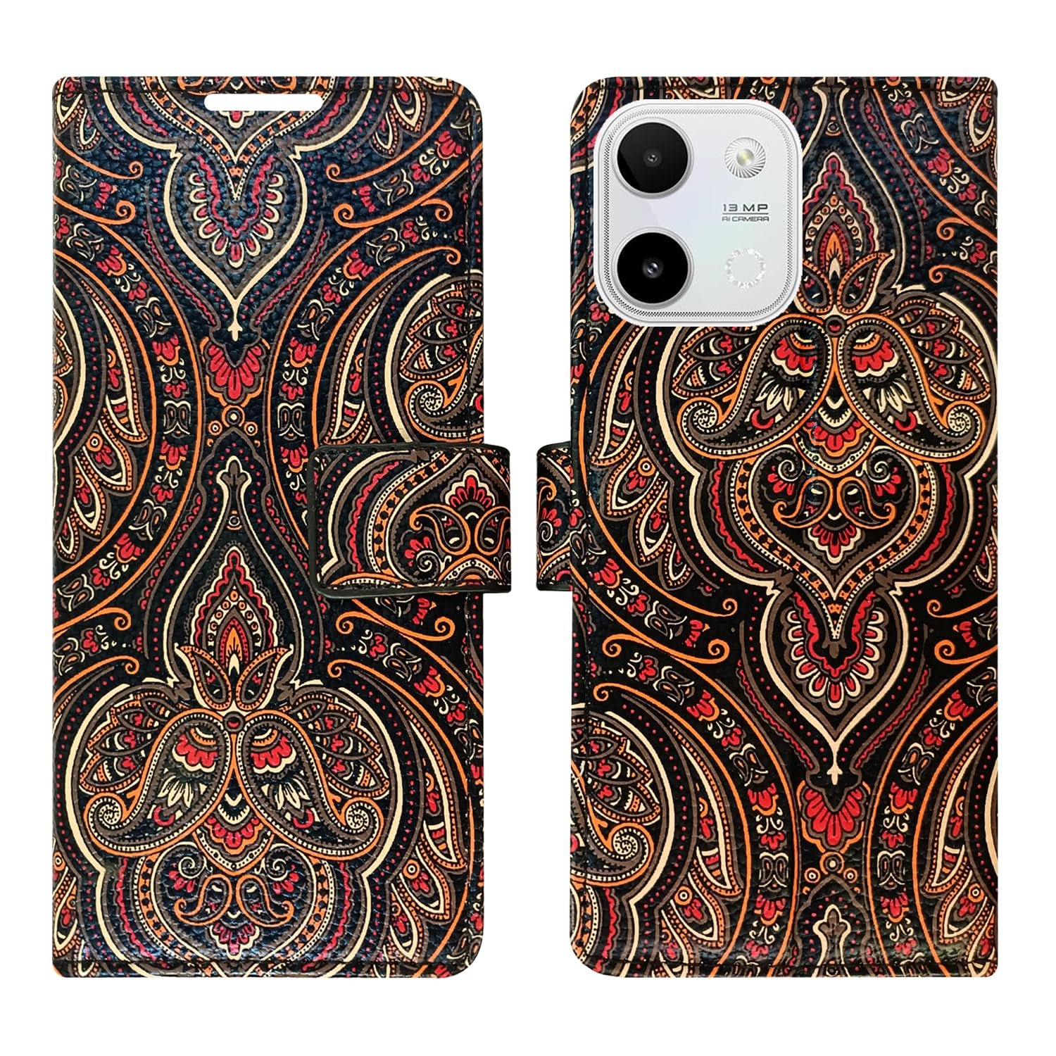 AD Enterprises Heena Black Flip Cover for Lava Bold N2 4G|360° Protection Wallet Case with 2 Card Slots|Laser-Cut Precision |Magnetic Clouser Only for Lava Bold N2 4G (Black)