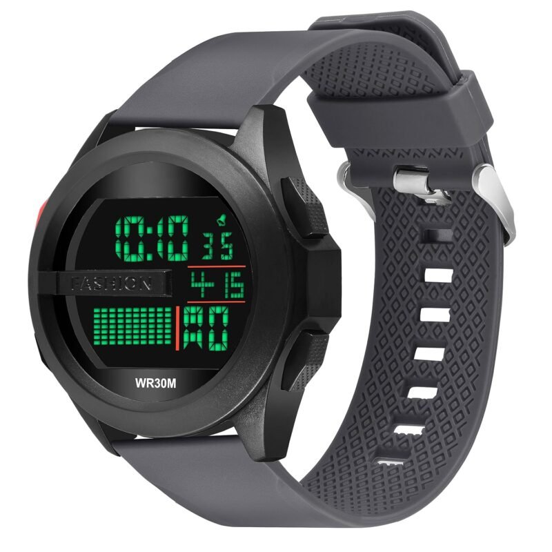 Shocknshop Latest Digital Sport Multifunctional LED Black Dial Wrist Watches for Men -WCH30