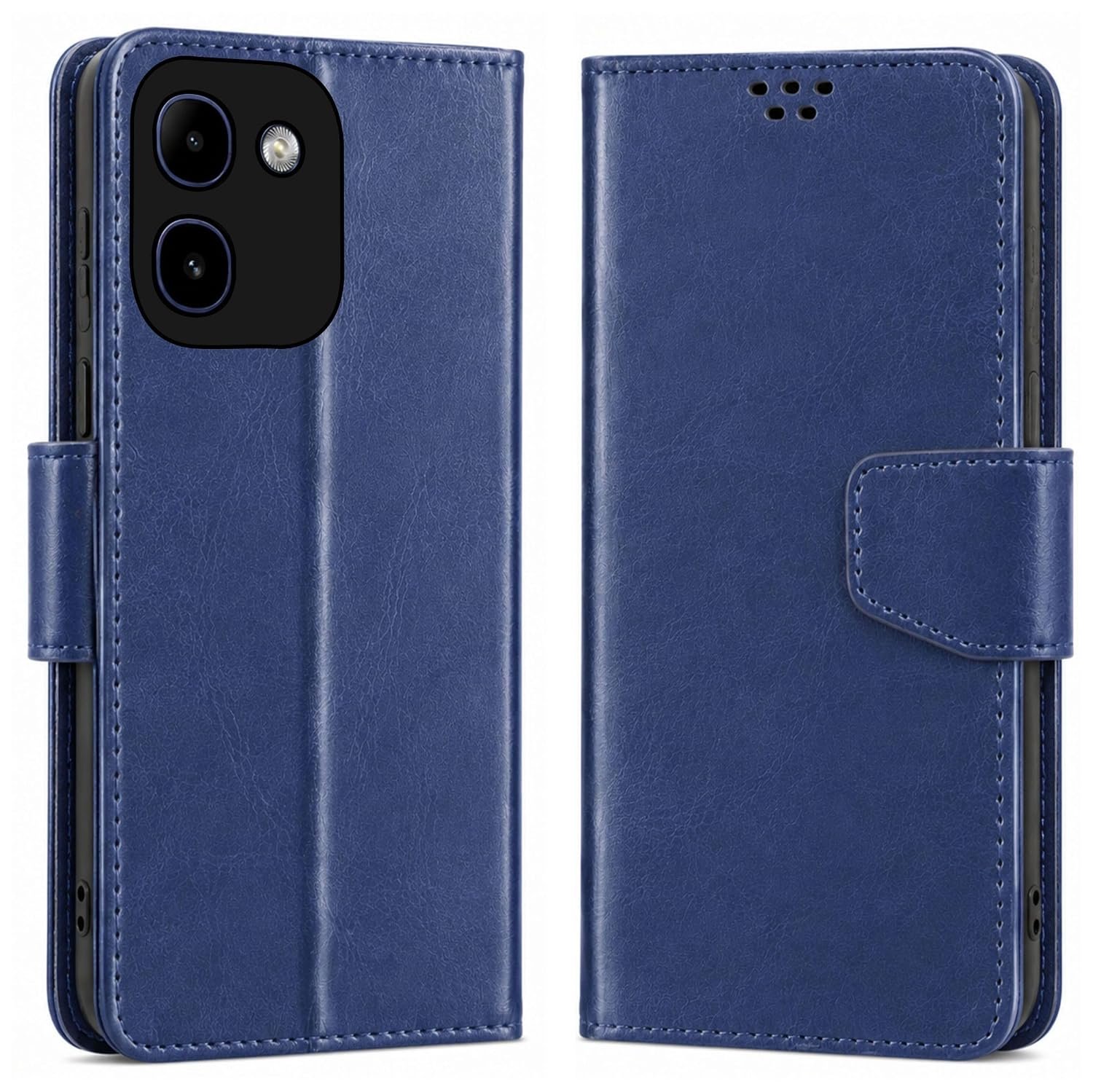 SBMS Flip Cover for Lava Virat V1 4G Back Cover Case with Magnatic Closure | Genuine Leather Finish | Inbuilt Stand | Card & Money Pocket | Wallet Style Flip Back Case Cover (Blue)