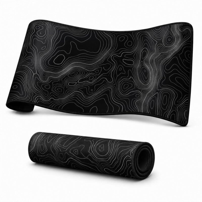 AQQA Large Mouse Pad Mat(11.8X31.5 In Extended Gaming Mouse Pad With Non-Slip Rubber Base,Background Topographic Map Lines Contour Geographic For Gaming Office Laptop Computer Men Women
